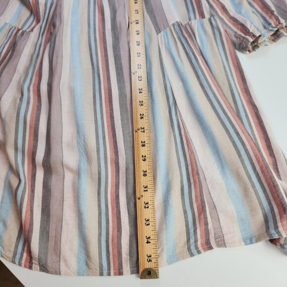 Knox Rose Rayon Linen Blend Boho Squared Neck Striped Summer Dress Sz XXL Flowy - Picture 12 of 13